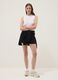 Black cotton-blend shorts with elasticated waistband, regular fit_0