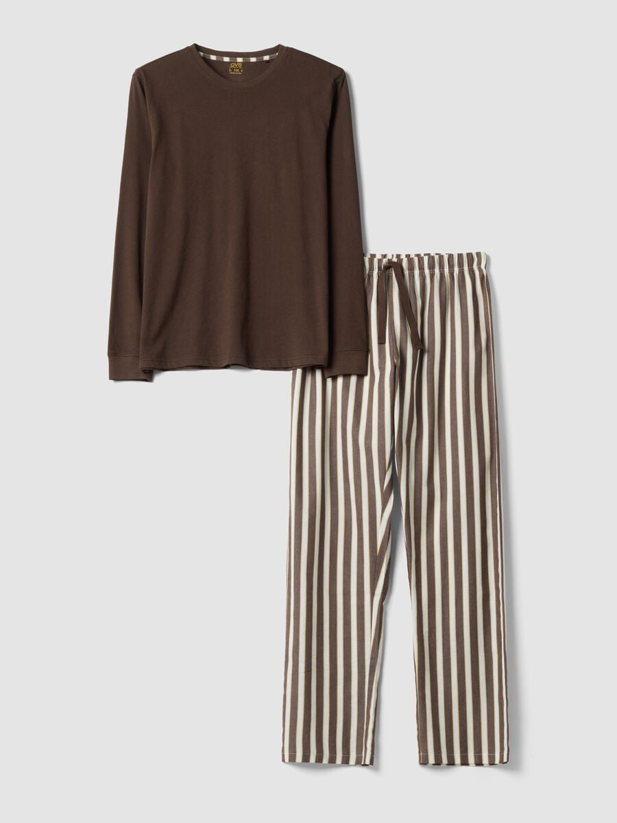 Brown pure organic cotton striped pyjamas, regular fit_4