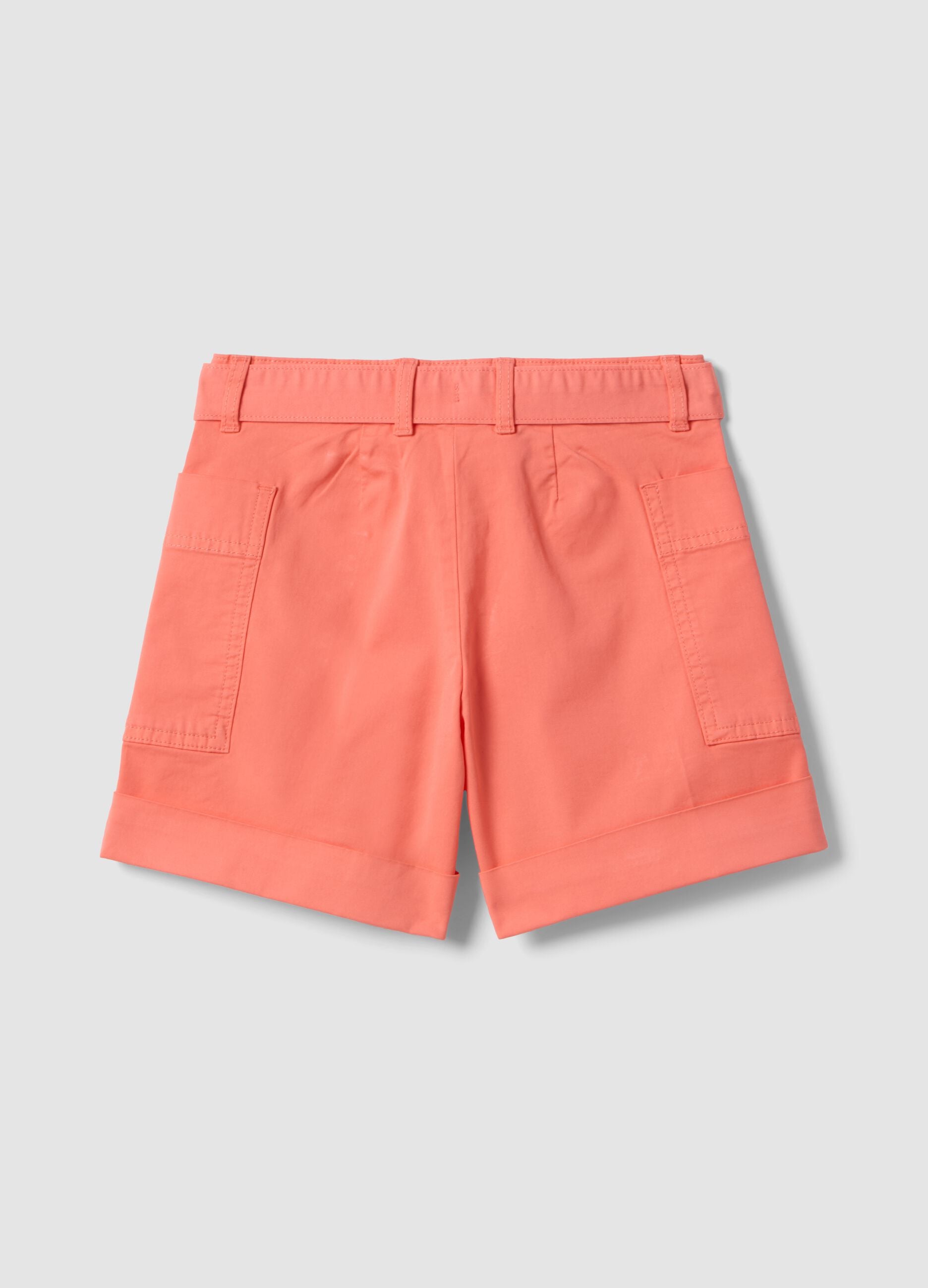 Regular fit pink stretch cotton shorts for girls