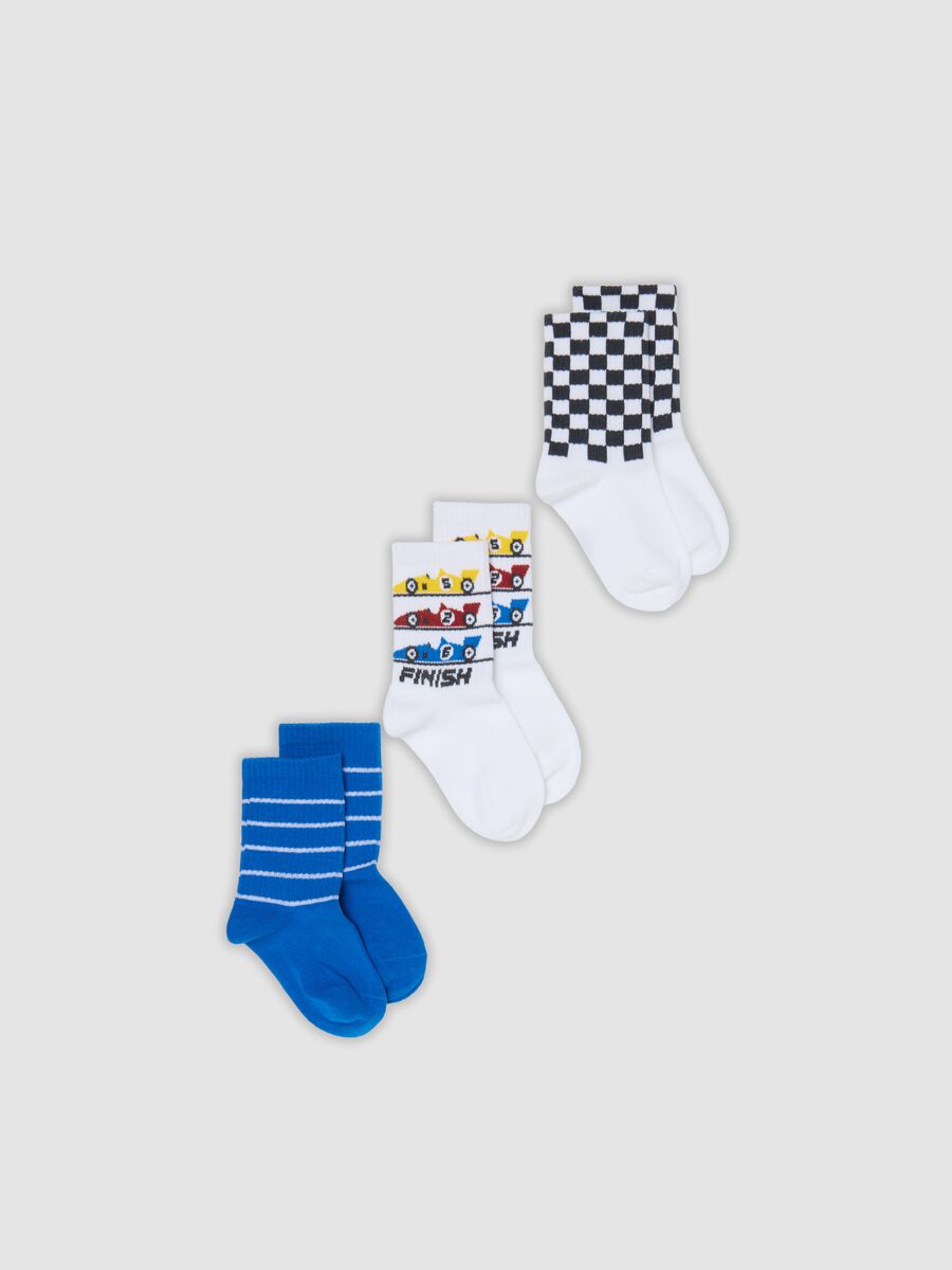 Tripack di calze corte multicolor in cotone organico elasticizzato per bambino_0
