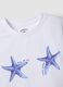 White regular fit stretch cotton t-shirt with starfish_5