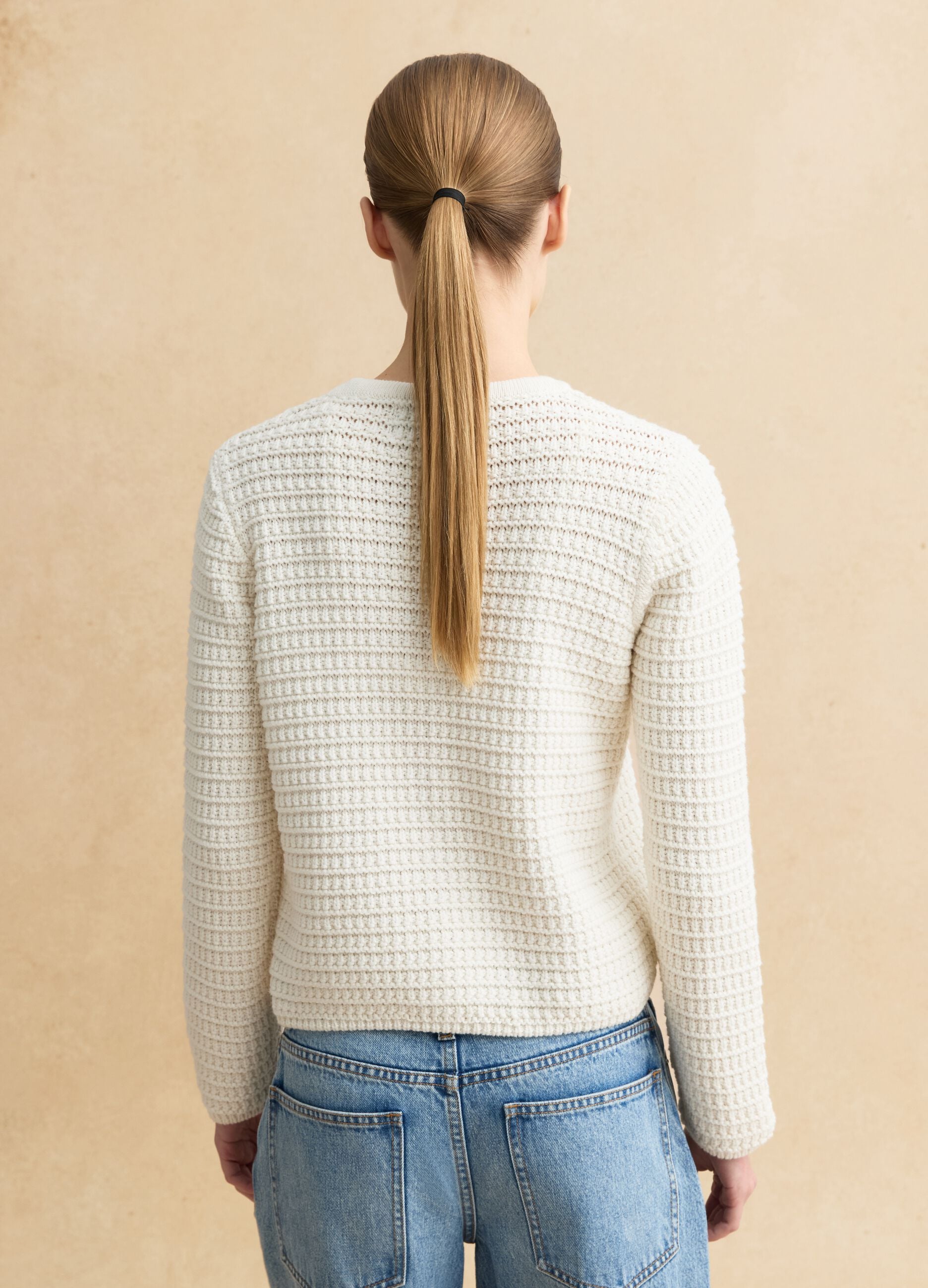 White pure cotton regular fit cardigan with buttons and pockets