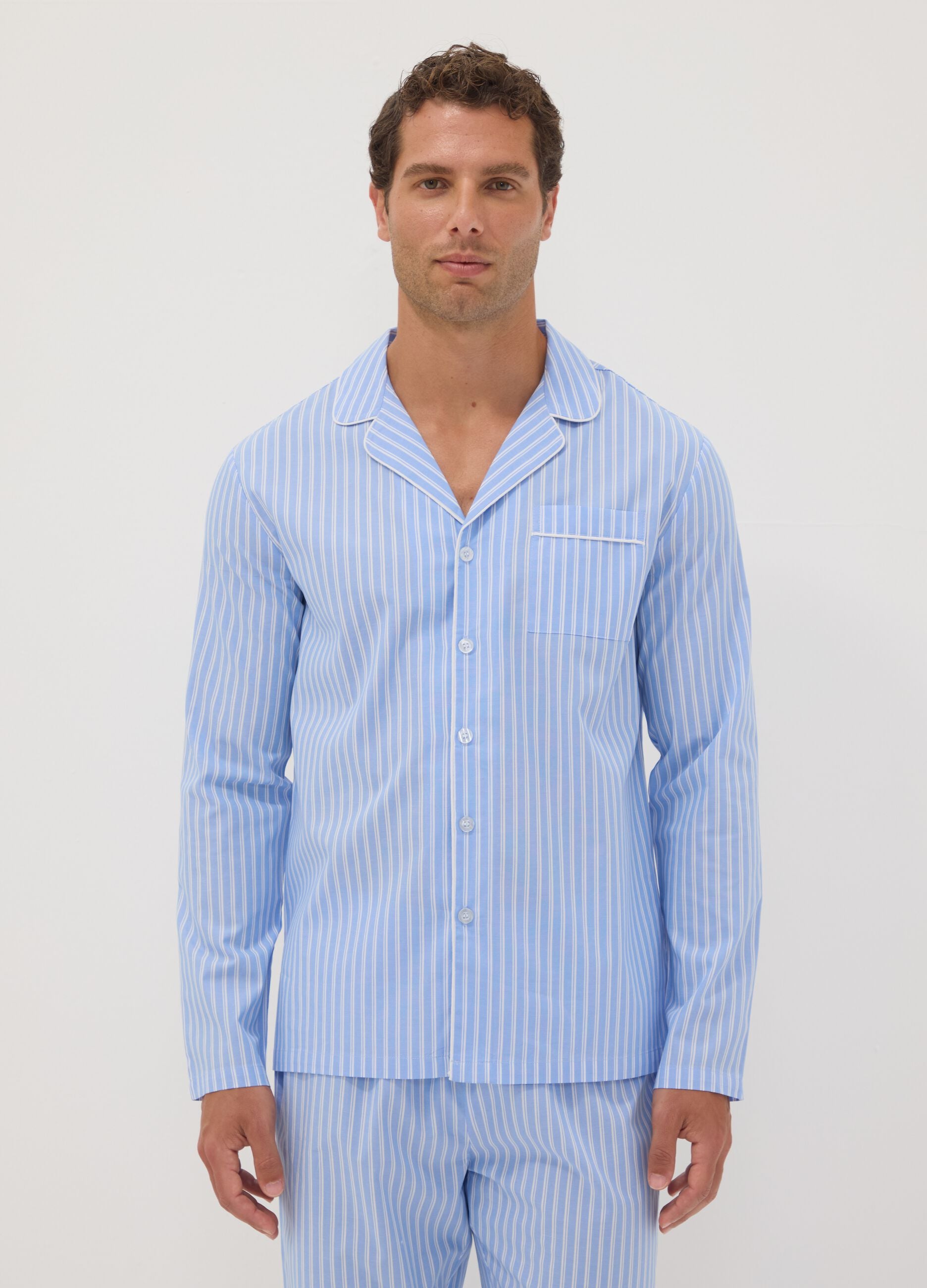 Blue striped organic cotton pyjamas