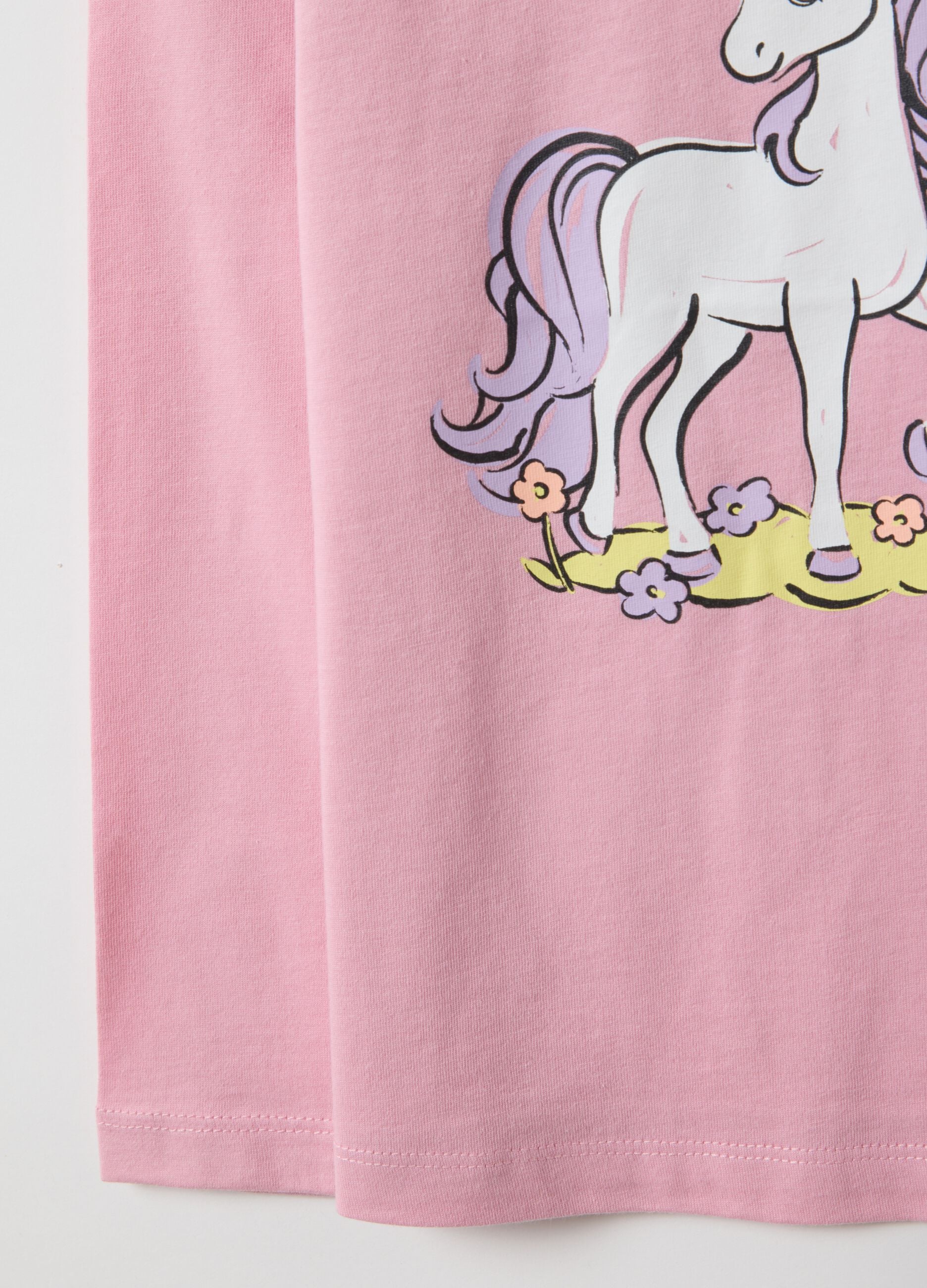 Girl's pink pure cotton top regular fit with print