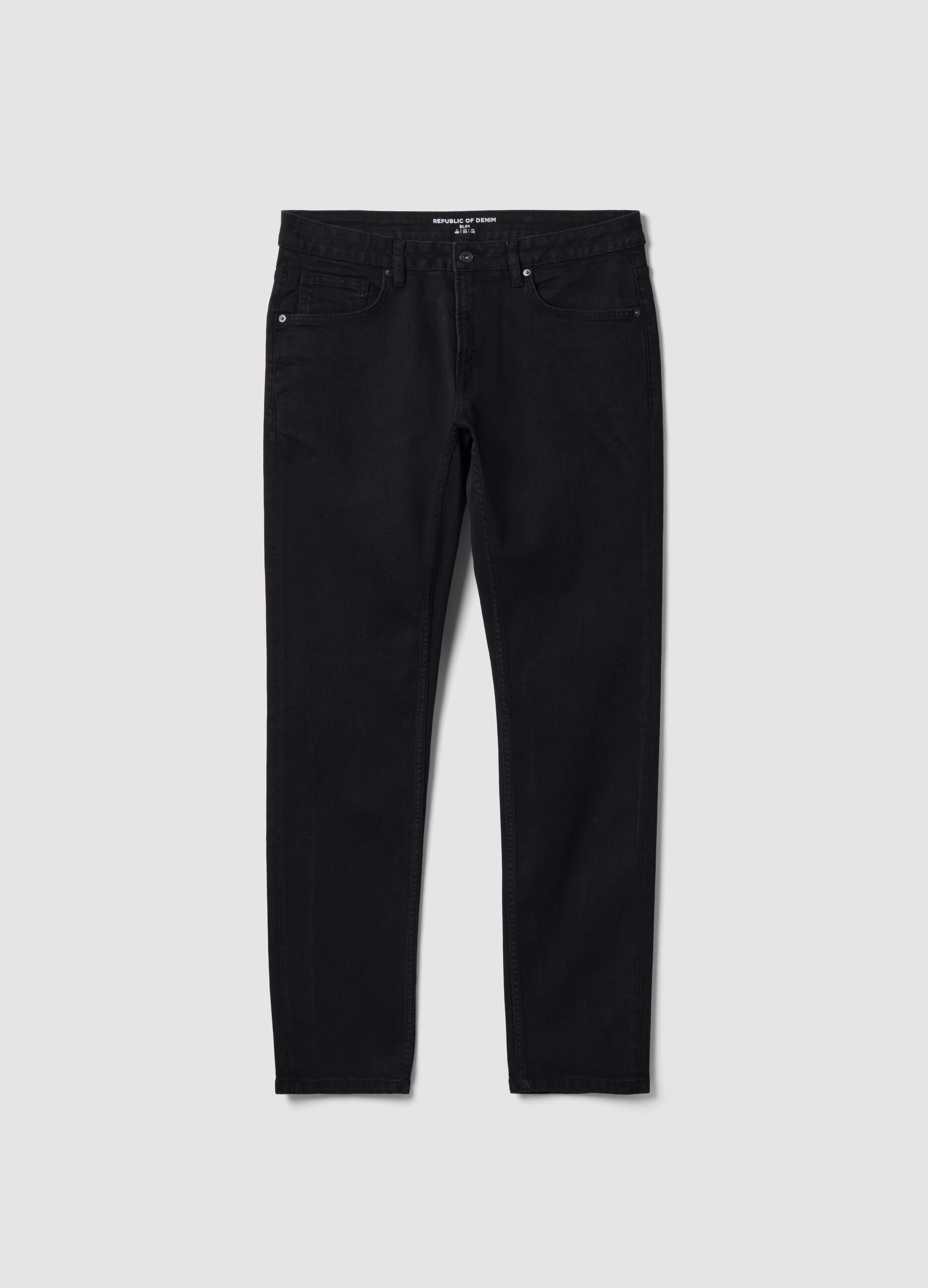 Black stretch cotton slim-fit denim jeans