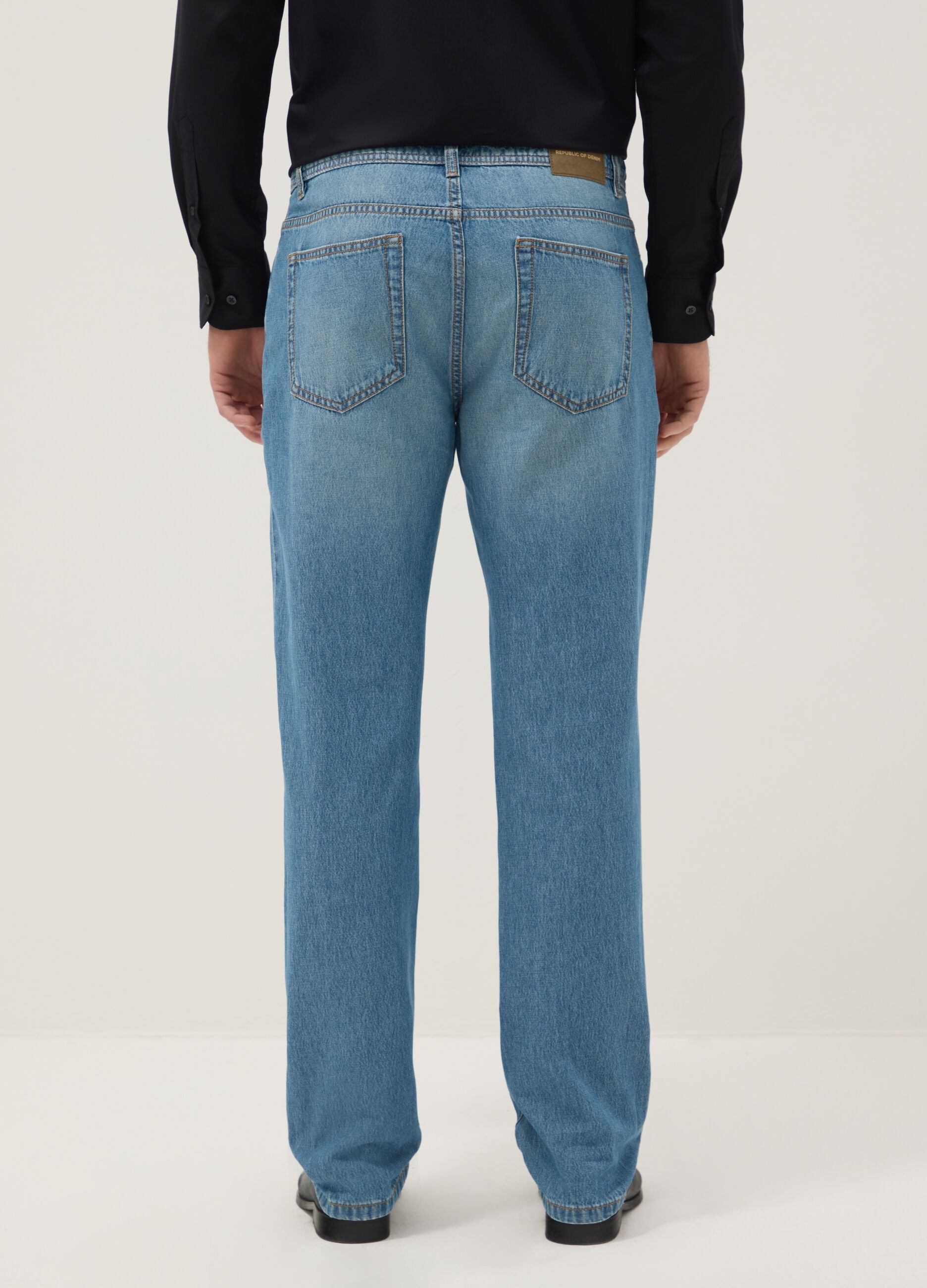 Regular fit blue denim pure cotton jeans