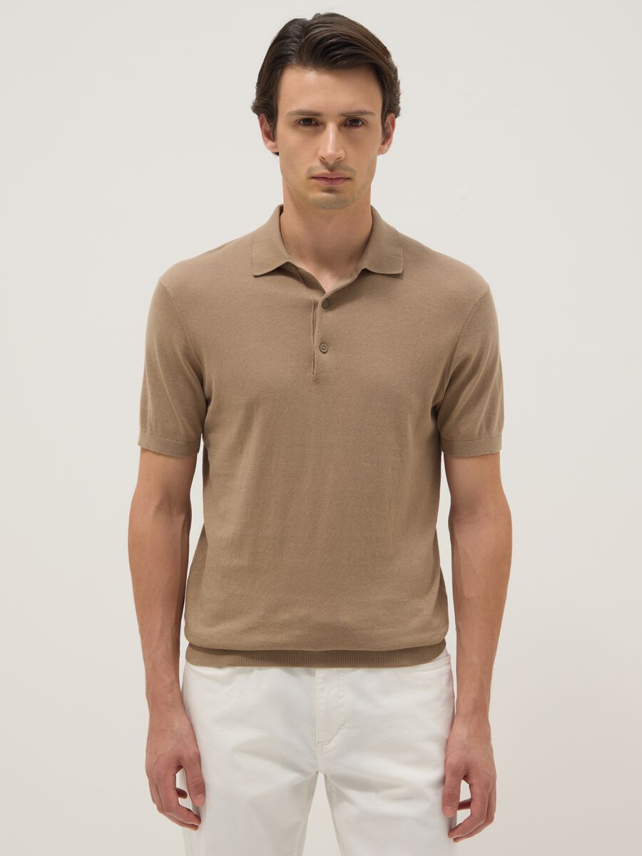 Beige pure cotton polo regular fit_0