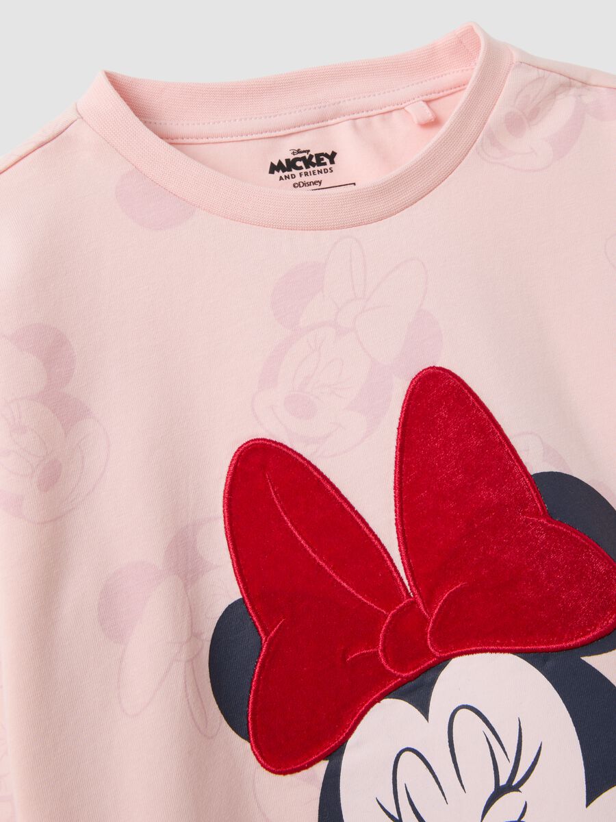 Pink stretch cotton crew-neck T-shirt with Minnie print_2