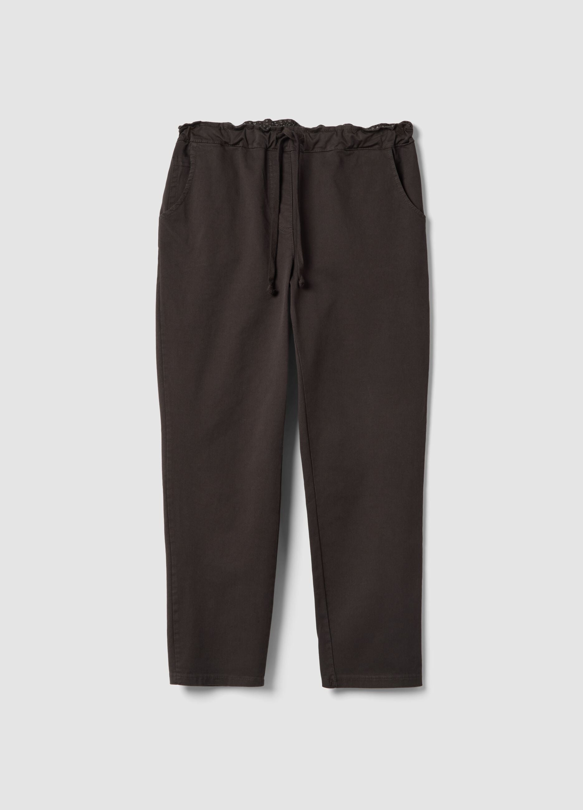 Brown stretch cotton regular fit trousers