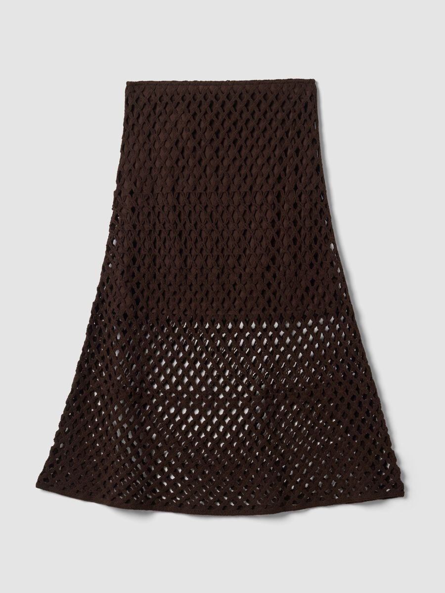 Brown cotton-blend crochet skirt_6
