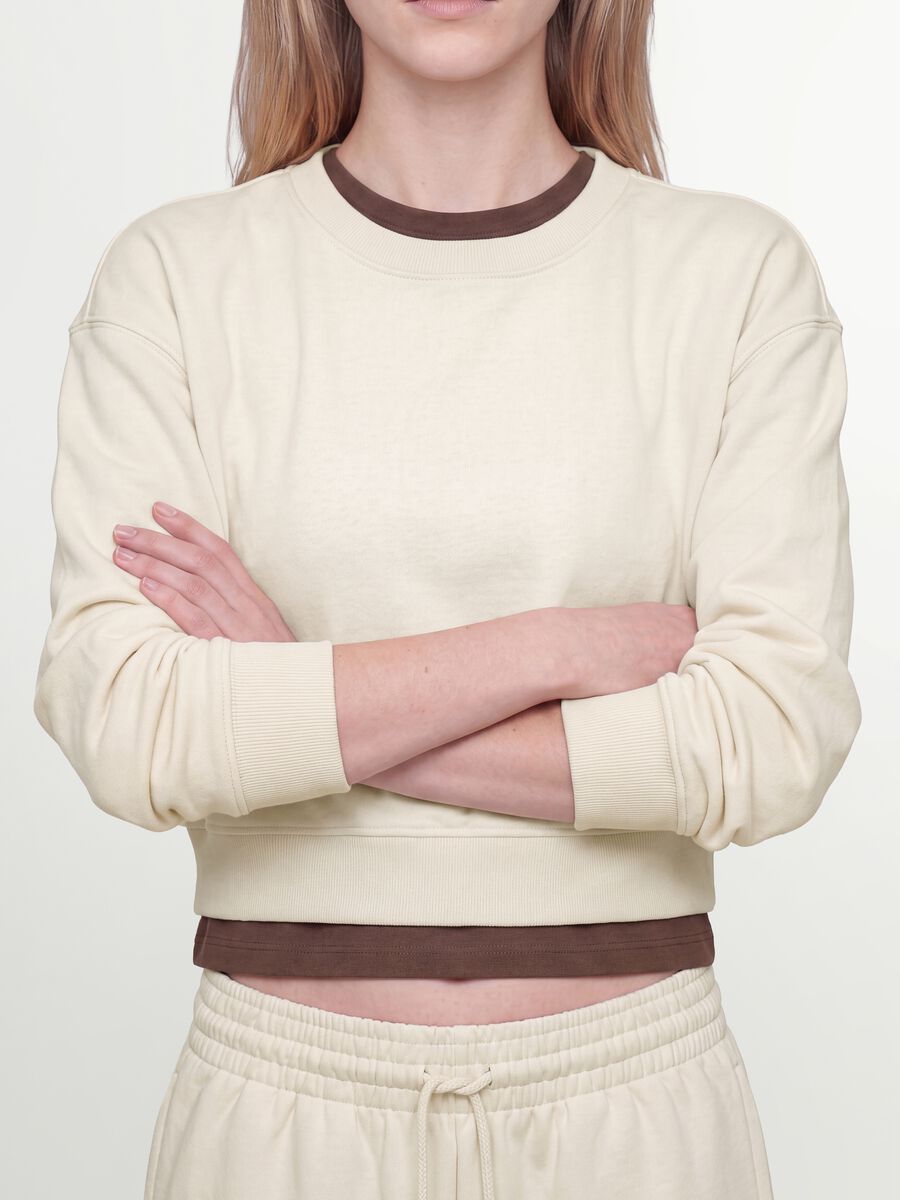 Felpa bianca in misto cotone a girocollo regular fit_3