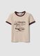 Pink cotton T-shirt with front graphic print and contrast trims_4
