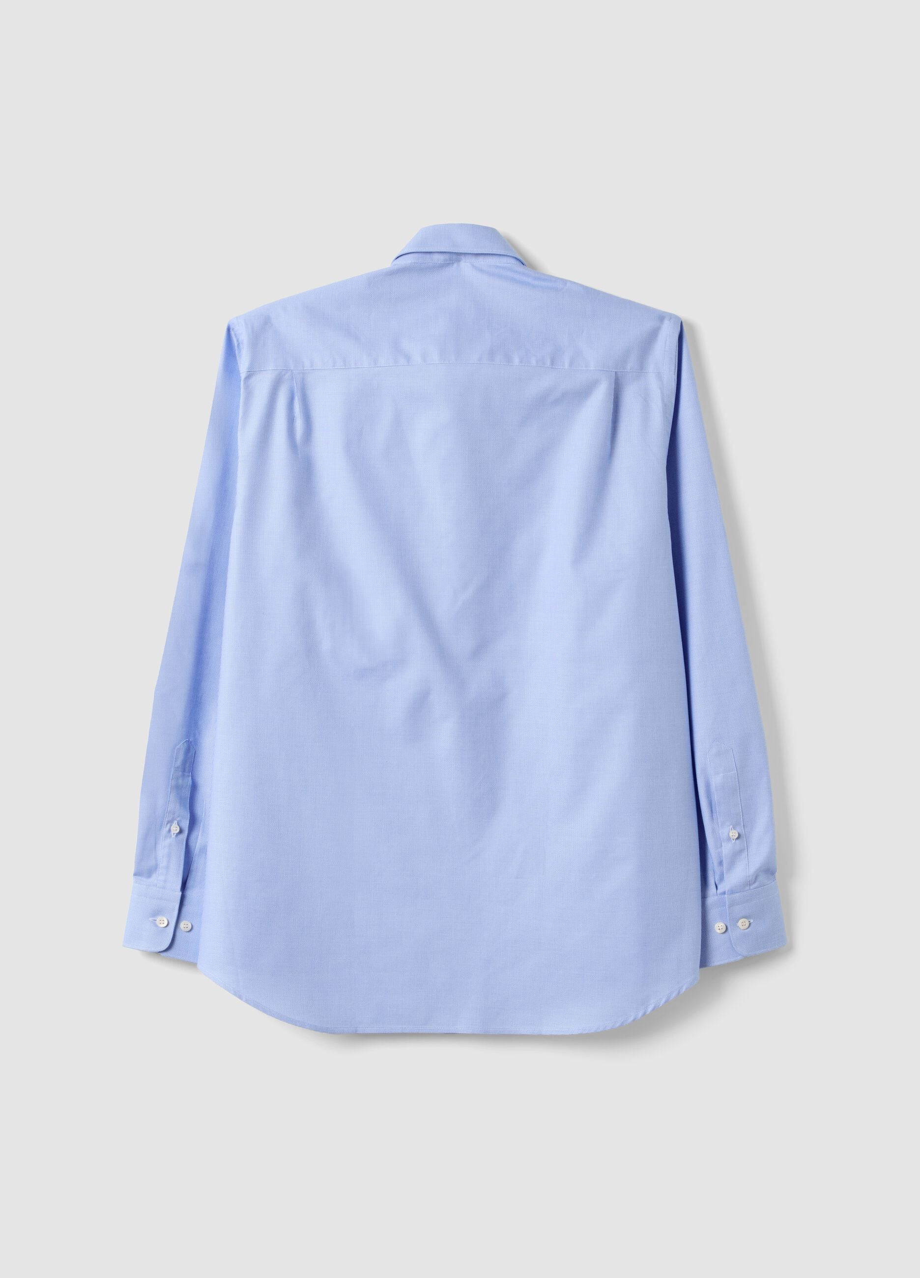 Light blue pure compact cotton shirt with French collar, regular fit