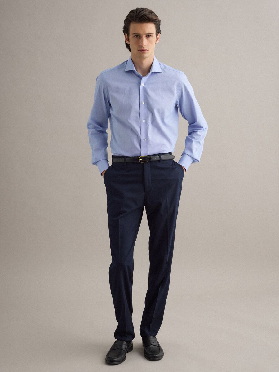 Camicia in puro cotone azzurra slim fit_1