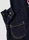 Blue stretch cotton dungarees with teddy bear embroidery for baby_3