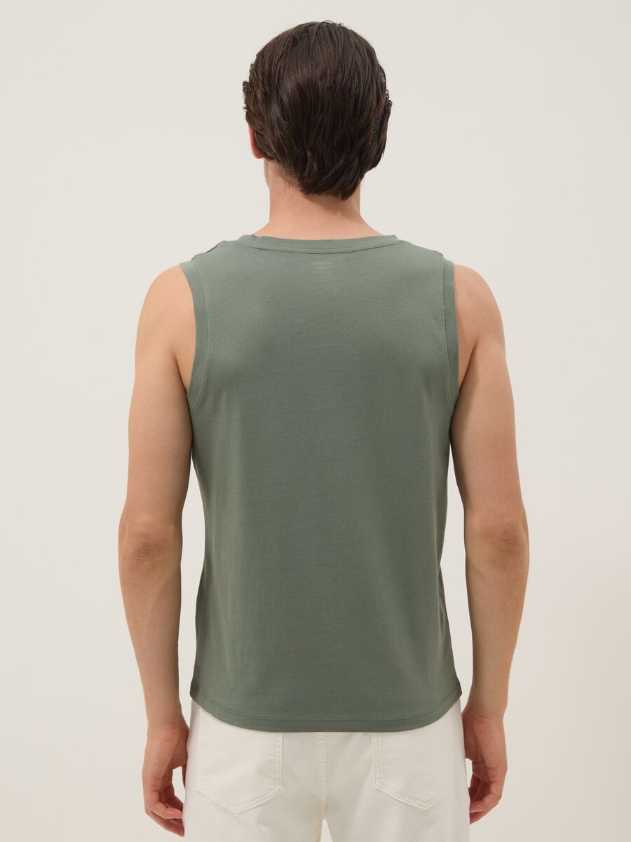 Green crew-neck vest top in pure cotton, regular fit_2