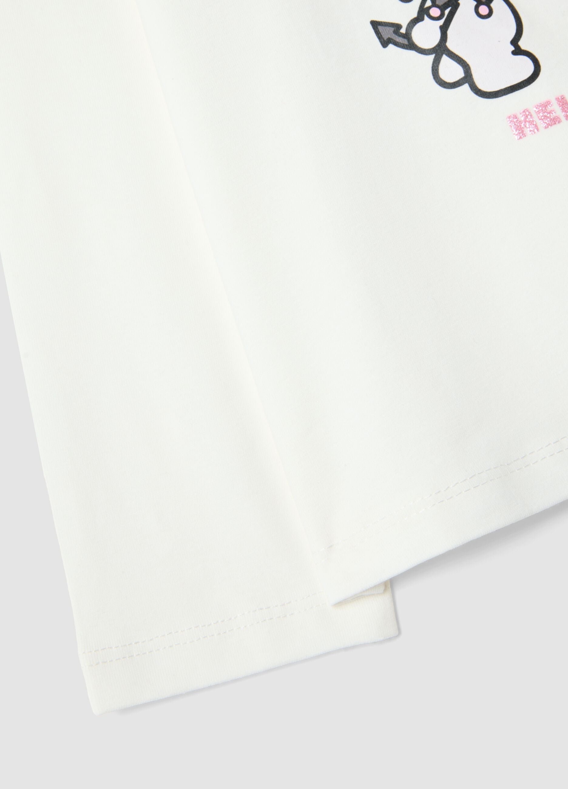 White stretch cotton Hello Kitty print T-shirt for girls
