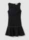 Black sleeveless stretch viscose dress with eyelets_0
