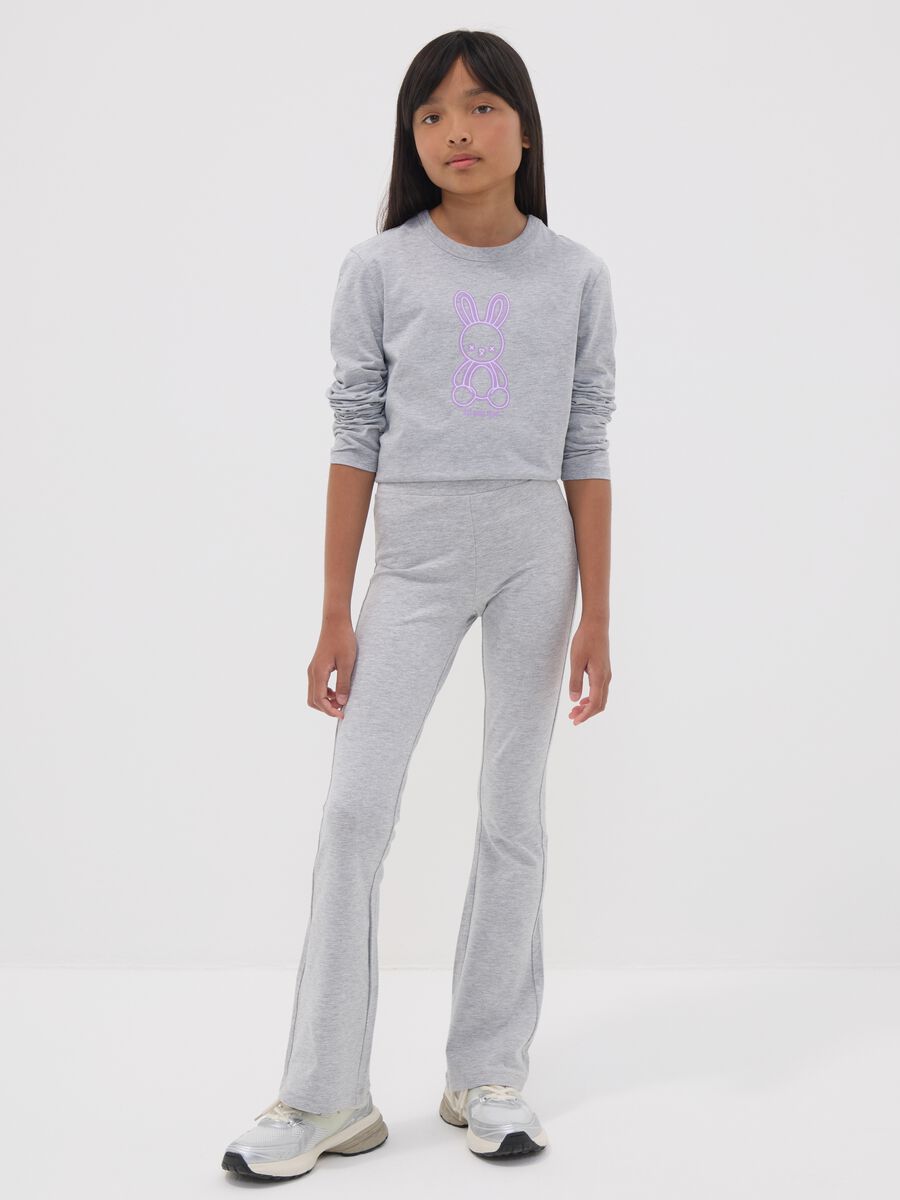 Girls&rsquo; grey flared leggings in stretch organic cotton_1