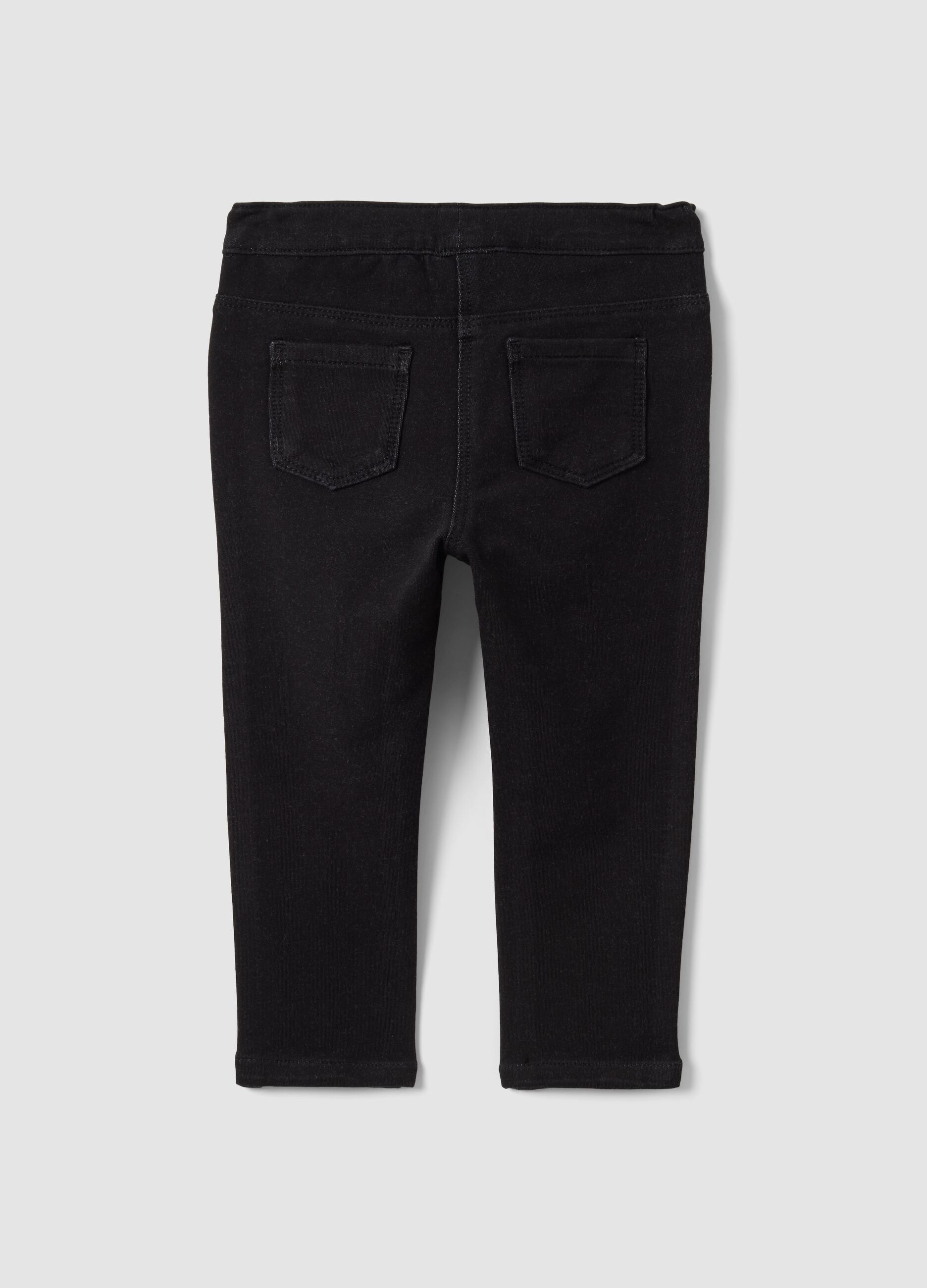 Black skinny-fit stretch cotton jeggings for baby girls