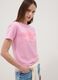 Pink pure cotton T-shirt regular fit with flower_2