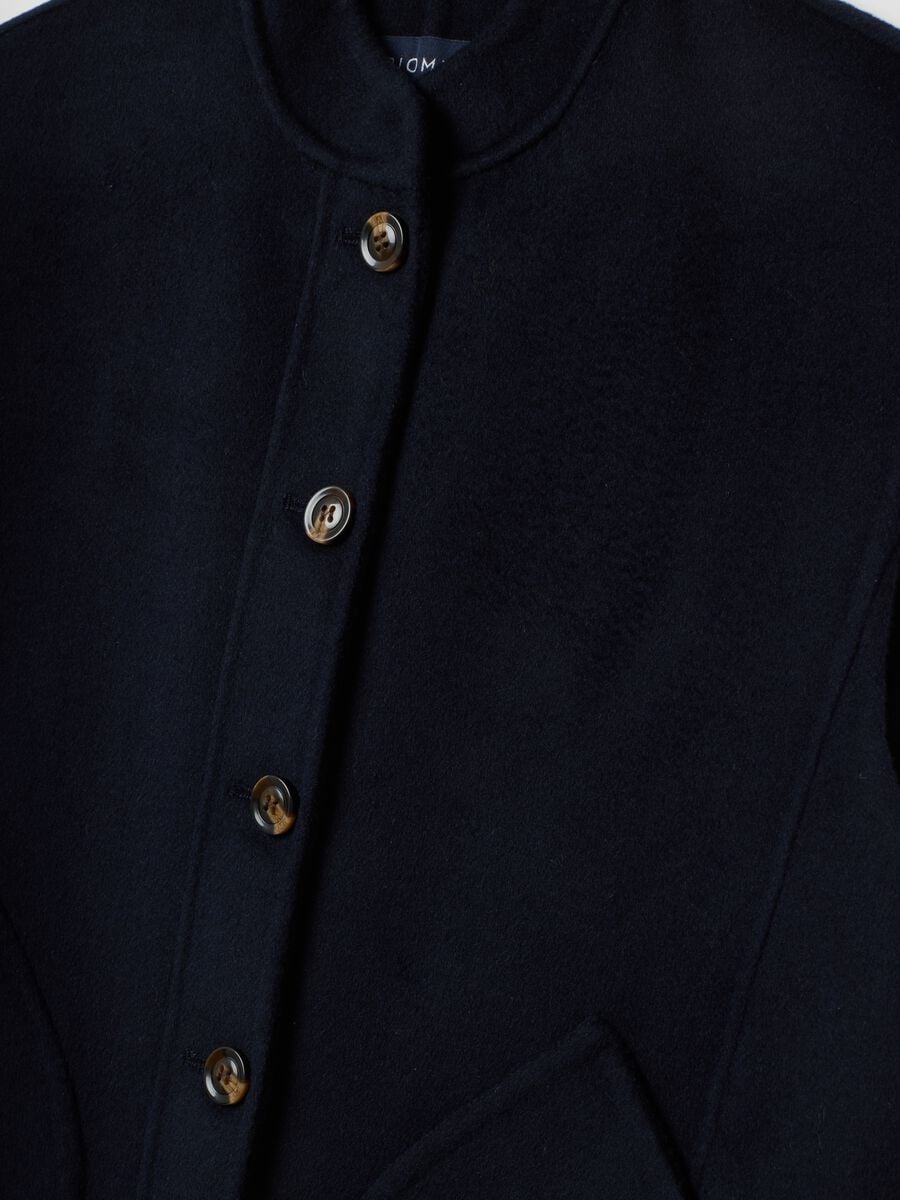 Blue wool-viscose blend gilet with patch pockets_5