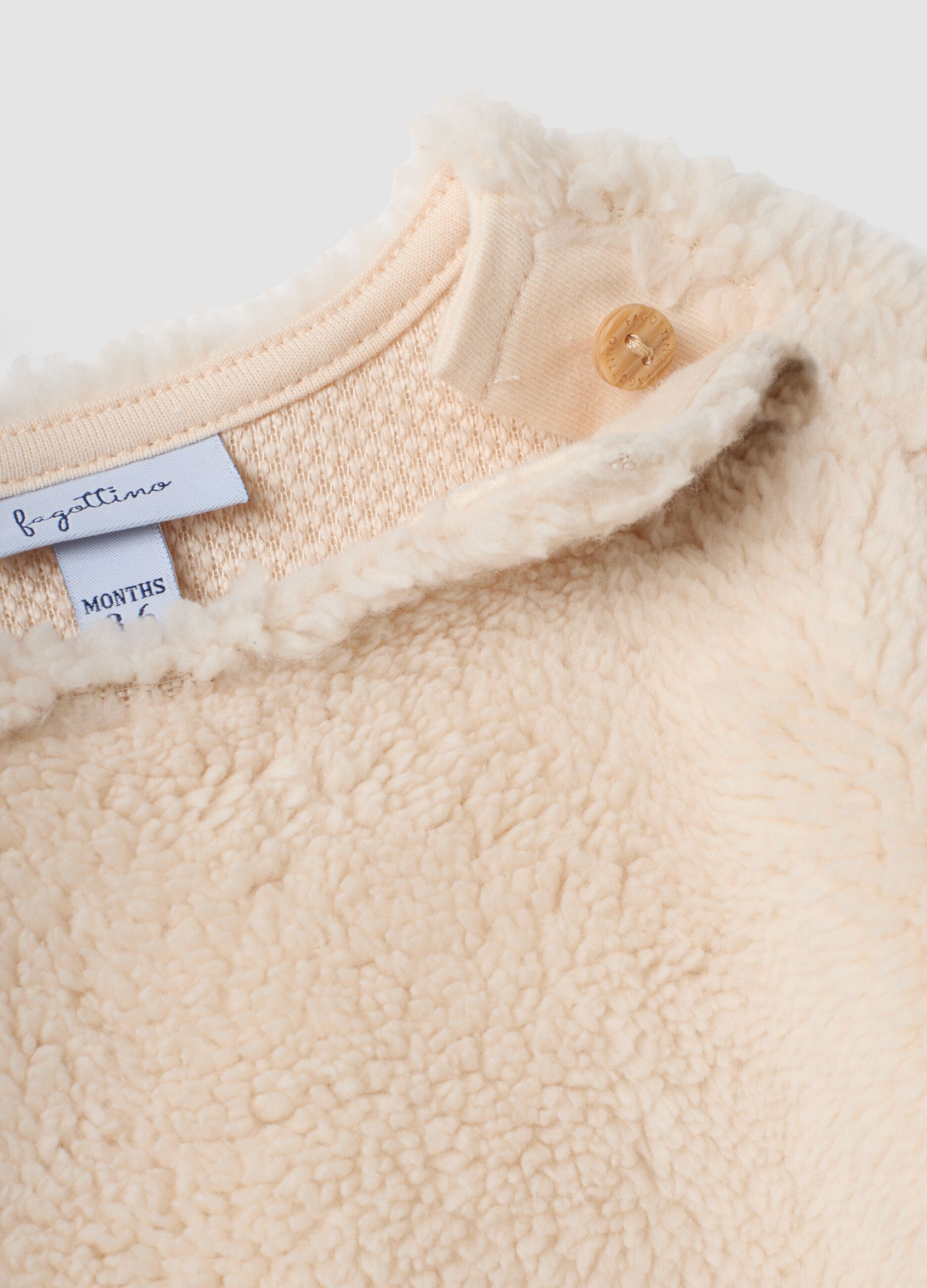 Beige organic cotton crew-neck sweatshirt for baby