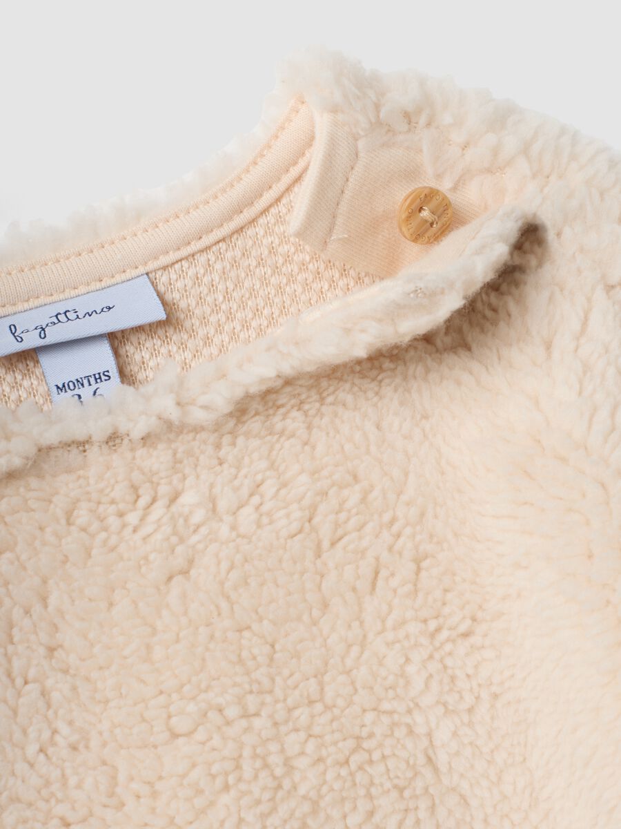 Beige organic cotton crew-neck sweatshirt for baby_2