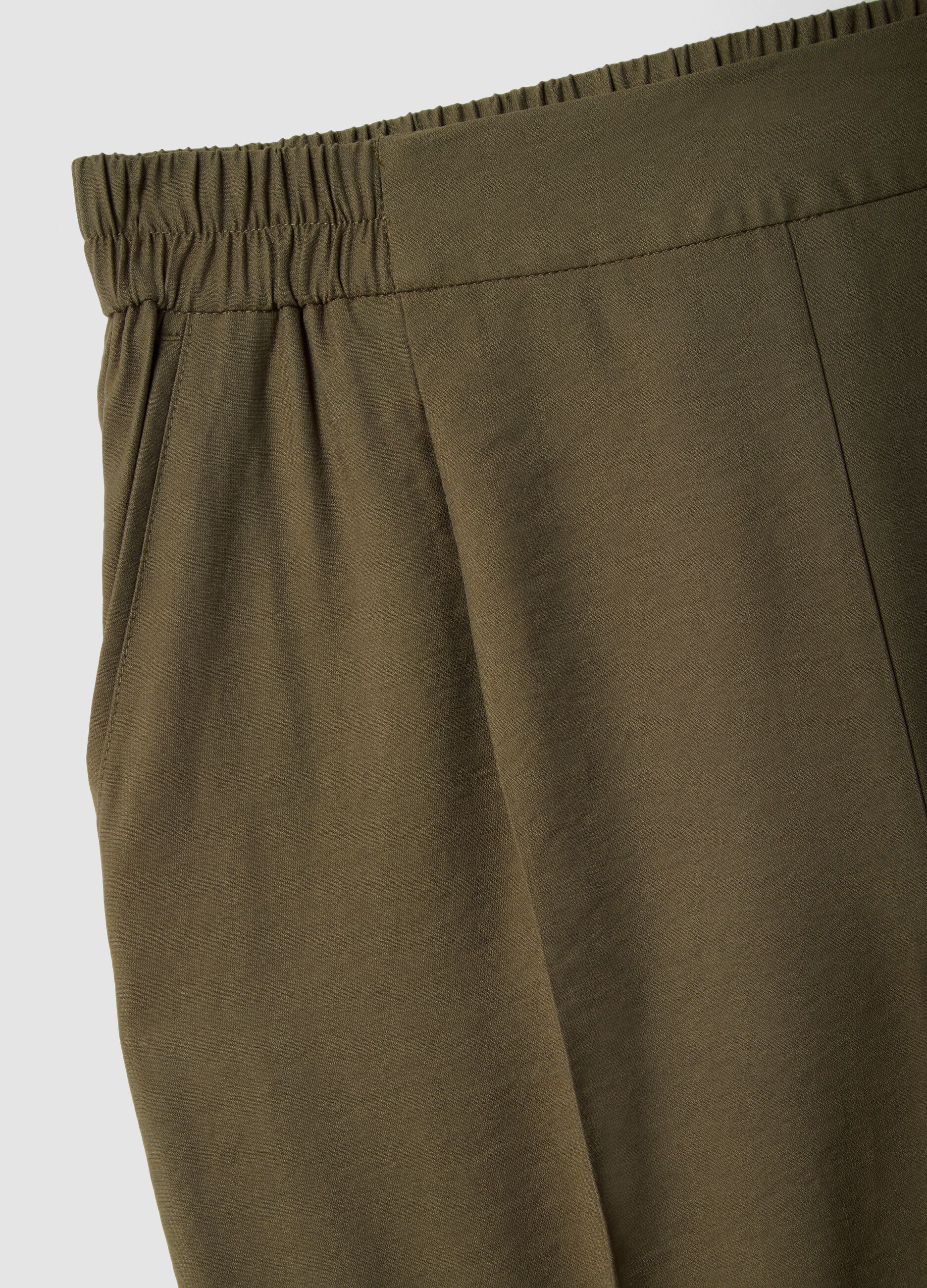 Green Viscose Blend Trousers Regular Fit