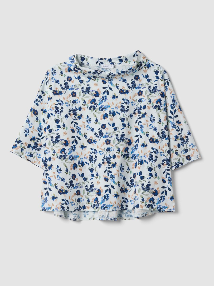 White floral stretch cotton blouse_4