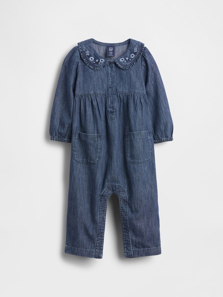 Blue denim baby romper_0