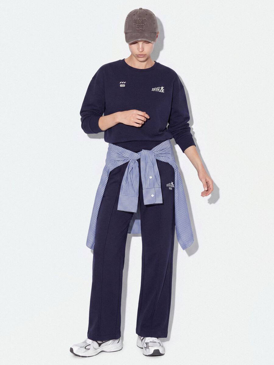 Blue cotton-blend straight-leg joggers_0