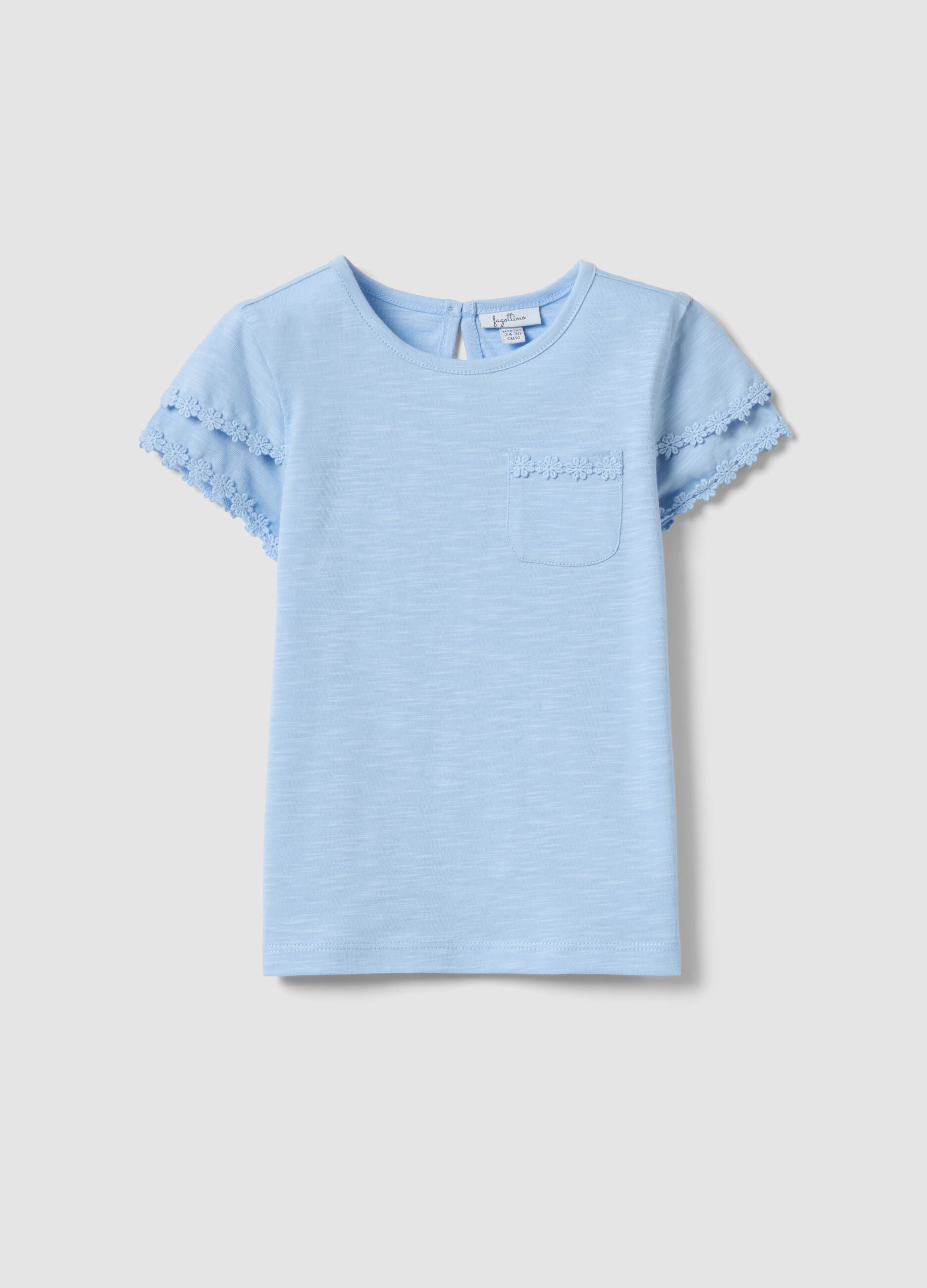 Blue pure cotton short-sleeve T-shirt