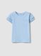 Blue pure cotton short-sleeve T-shirt_0