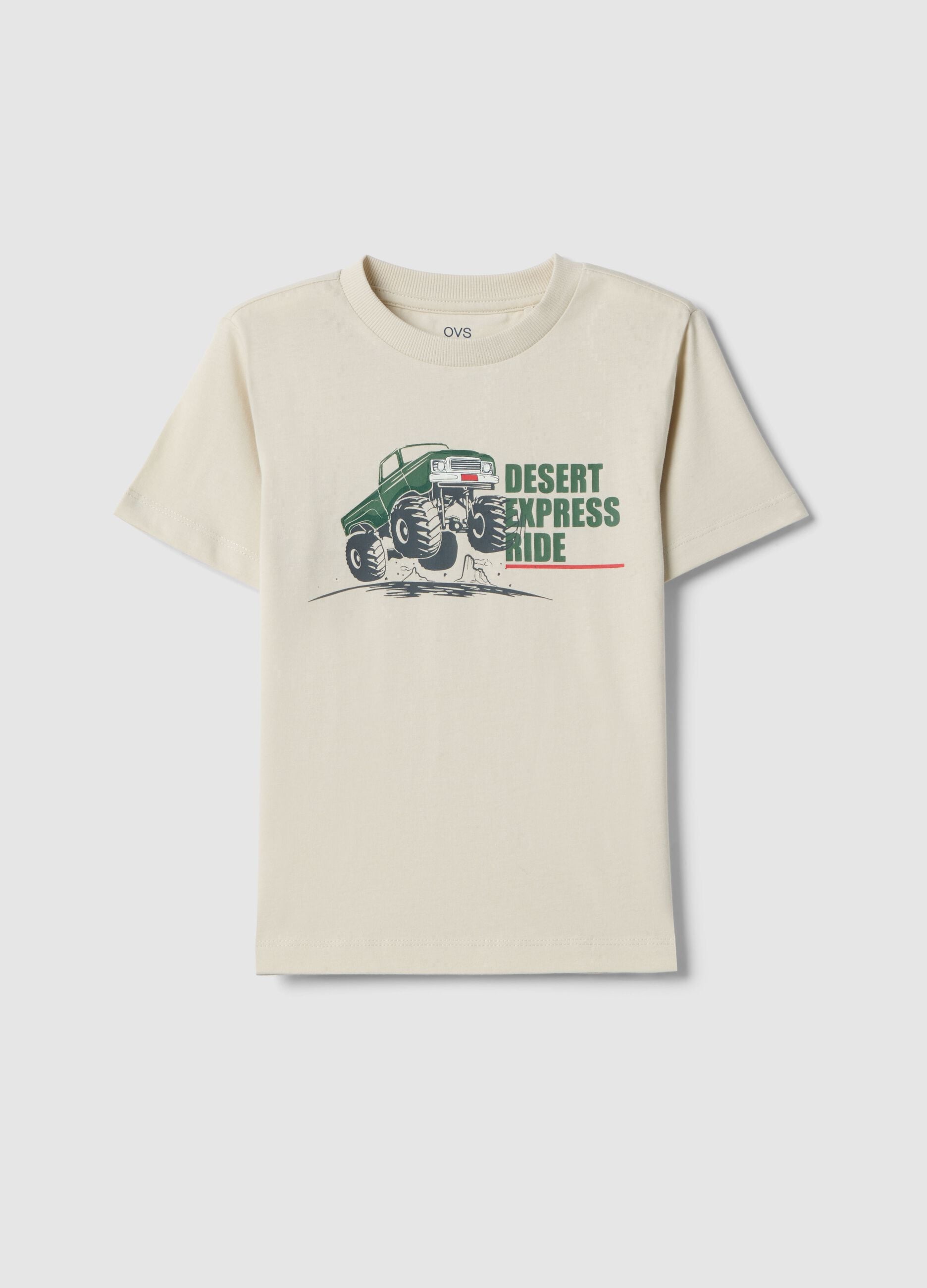T-shirt in puro cotone beige regular fit per bambino con stampa