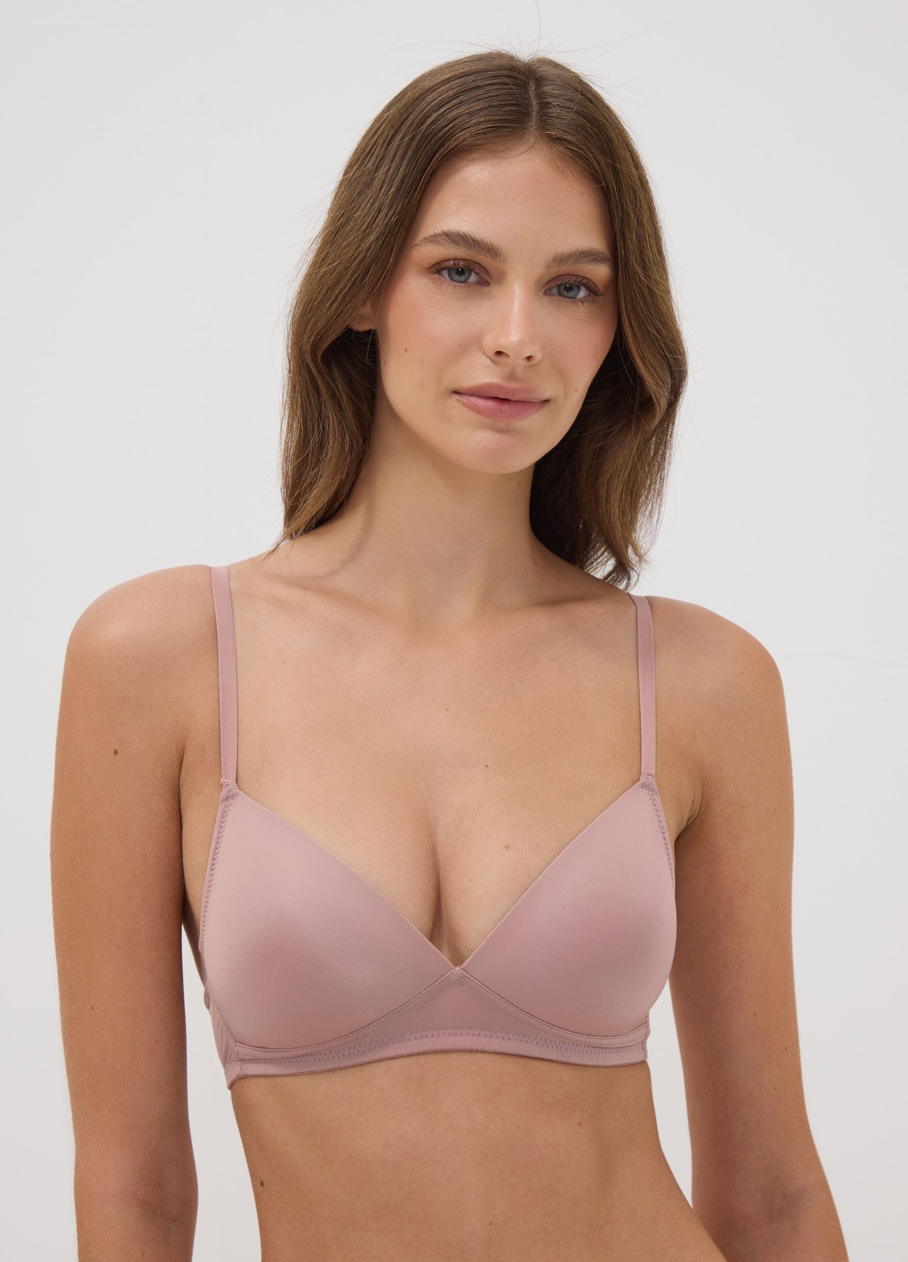 Pink padded bra in stretch fabric
