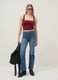 Red stretch fabric regular-fit tank top with pleats_0