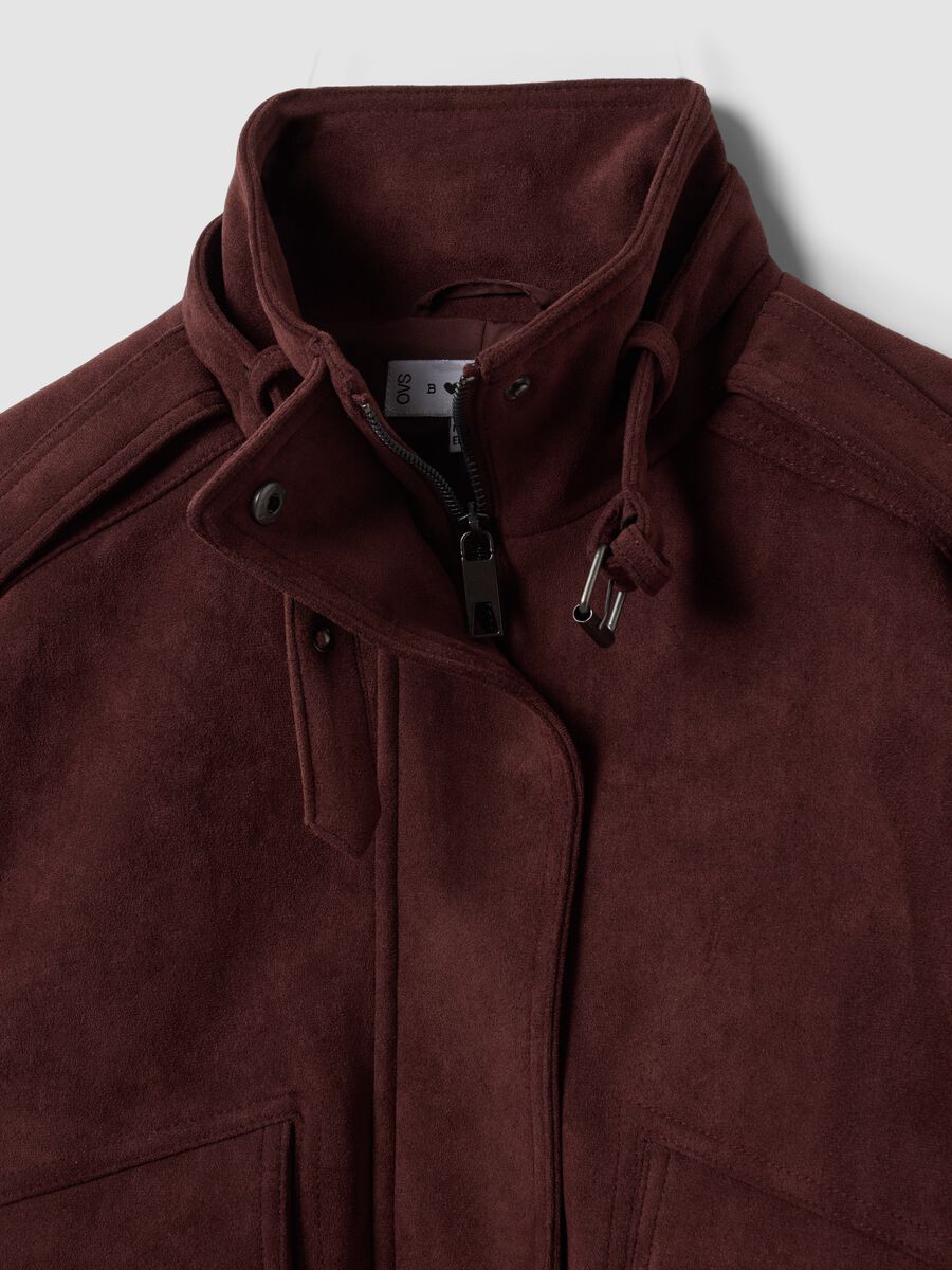 Brown stretch high-neck jacket, regular fit_6