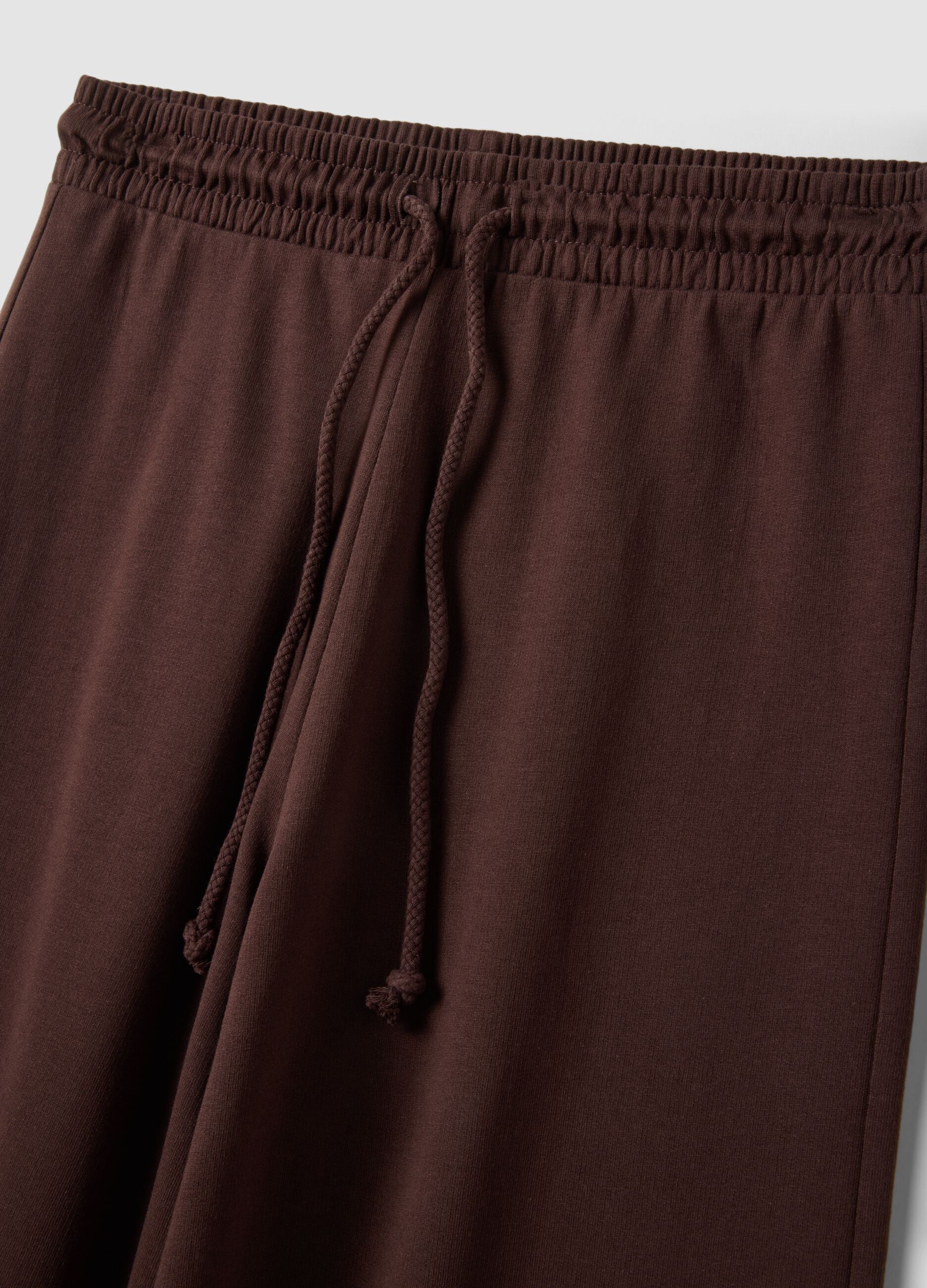 Brown baggy-fit pure cotton jogger trousers