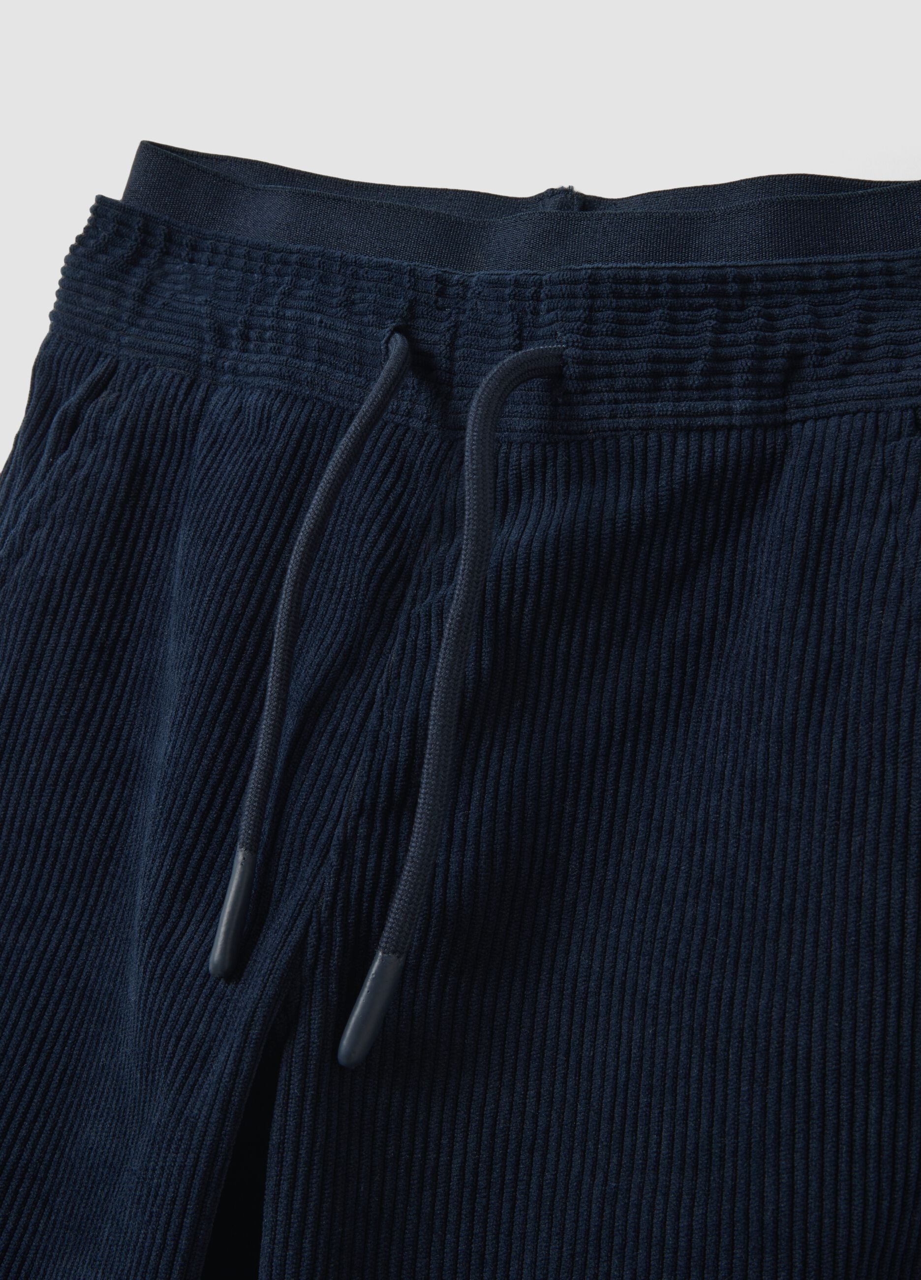 Blue ribbed regular-fit joggers with elasticated waist