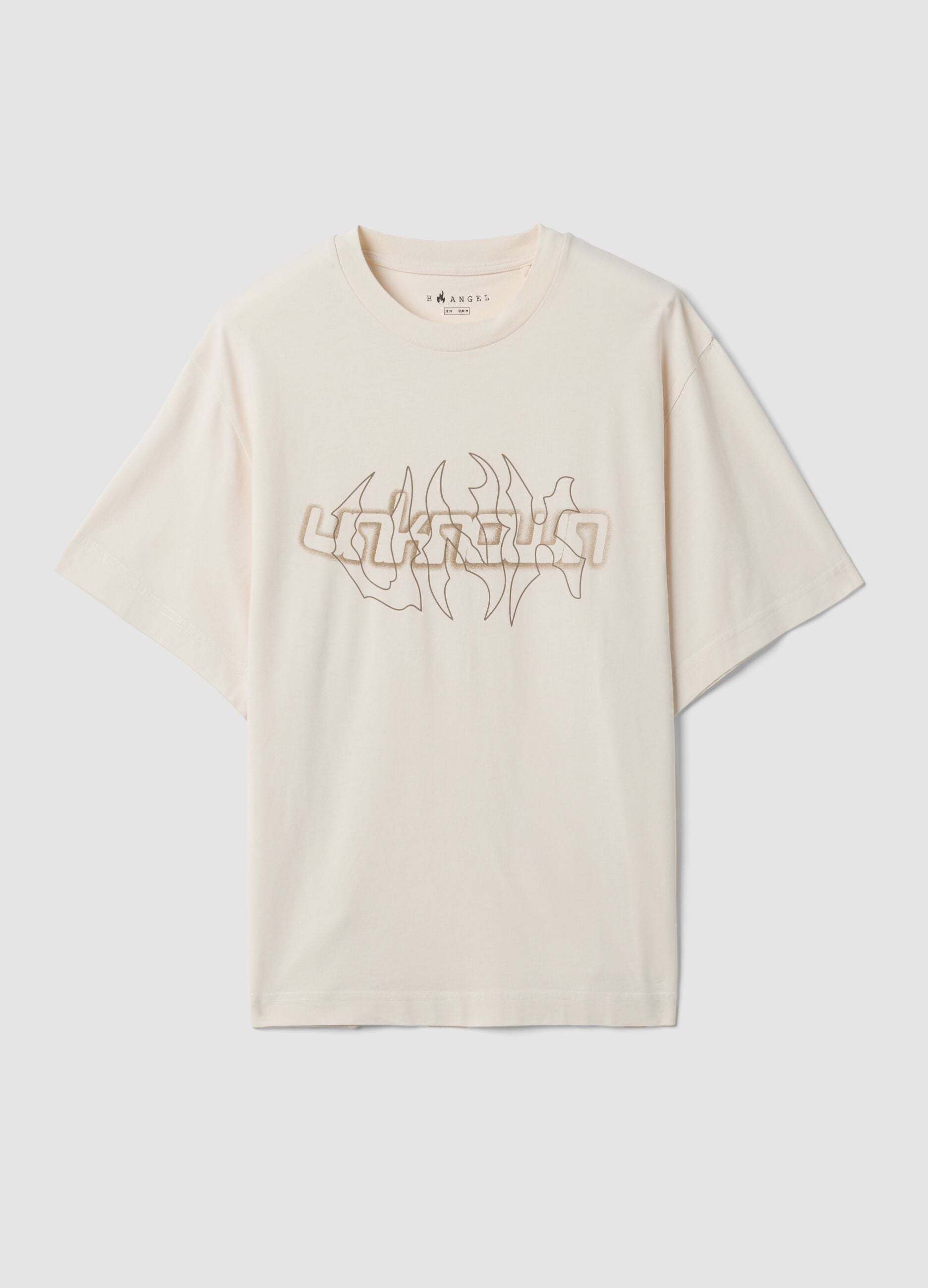 Beige pure cotton T-shirt with front print