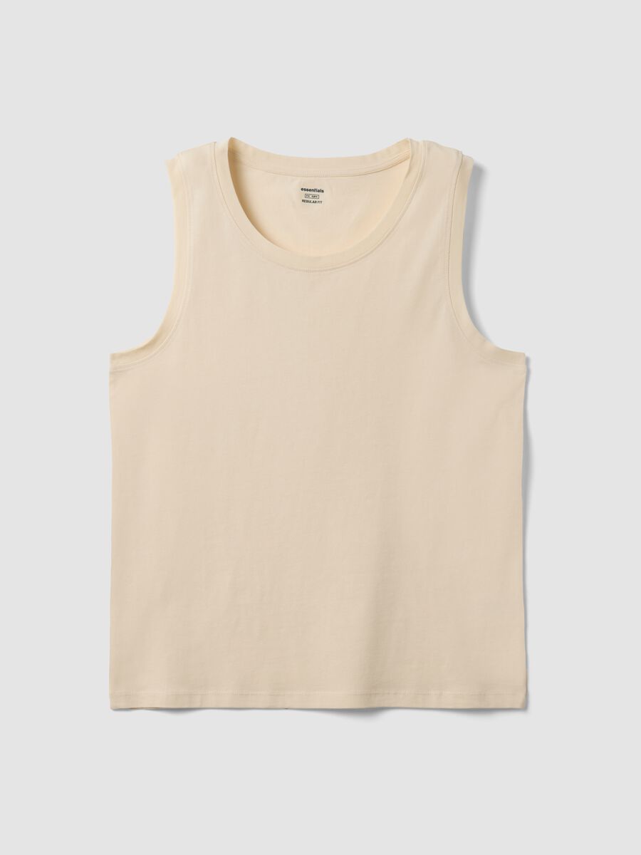 Beige crew neck vest in pure cotton, regular fit_4