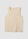 Beige crew neck vest in pure cotton, regular fit_4