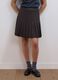 Brown micro-check pleated skirt in stretch viscose_1