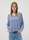 Light blue viscose and linen blend V-neck jumper_2