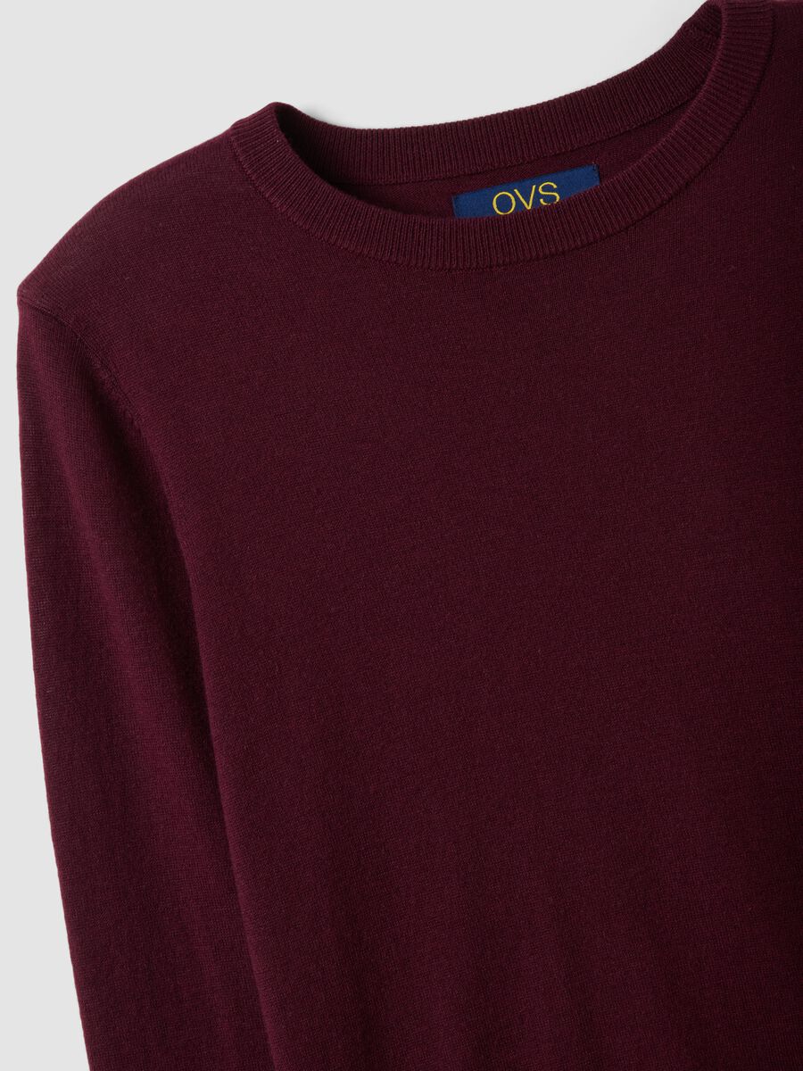 Burgundy crew-neck wool-blend jumper, regular fit_5