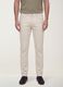 Beige slim-fit stretch cotton dobby trousers_1