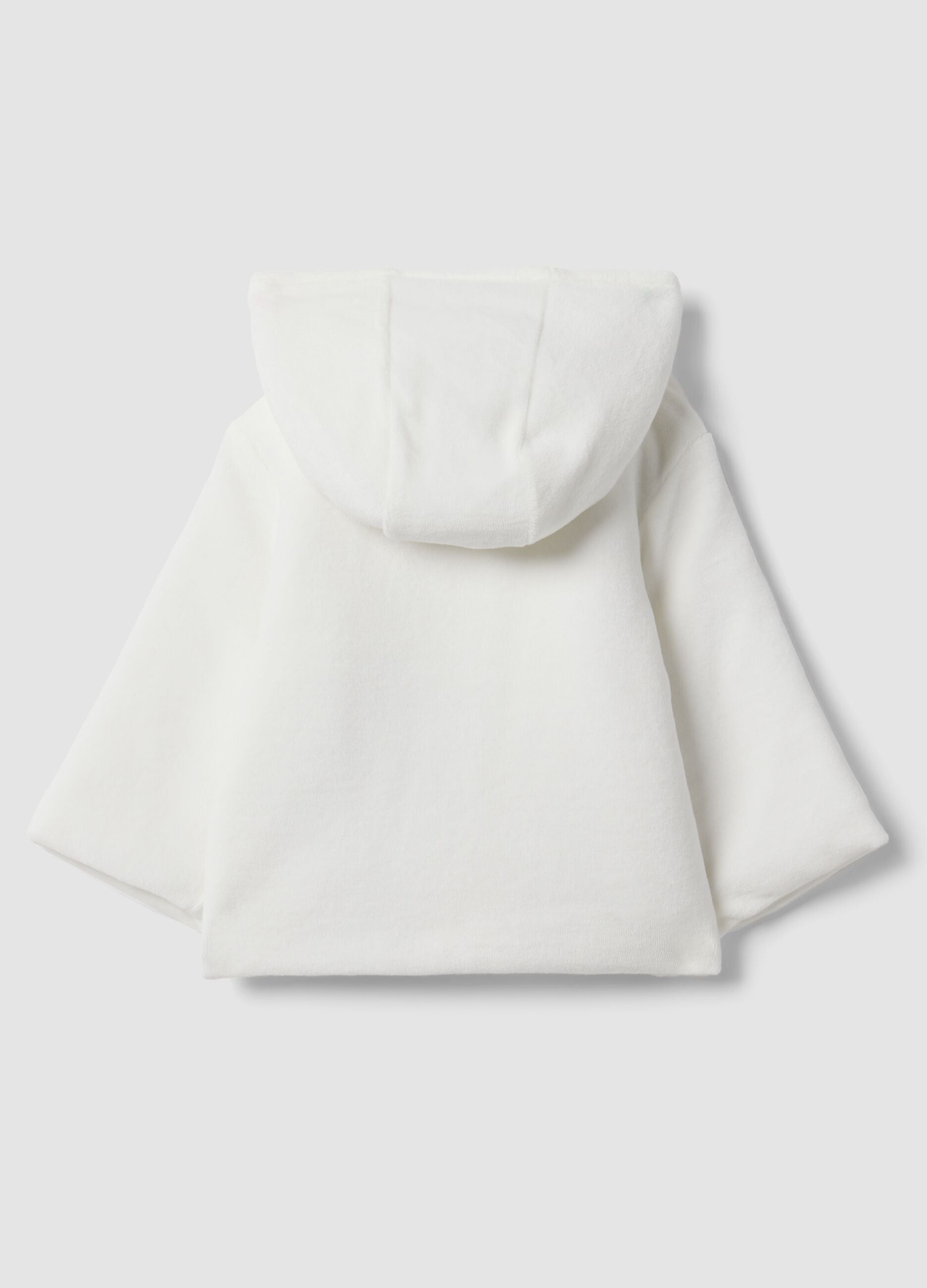 White padded jacket in organic cotton blend with Mickey embroidery for baby