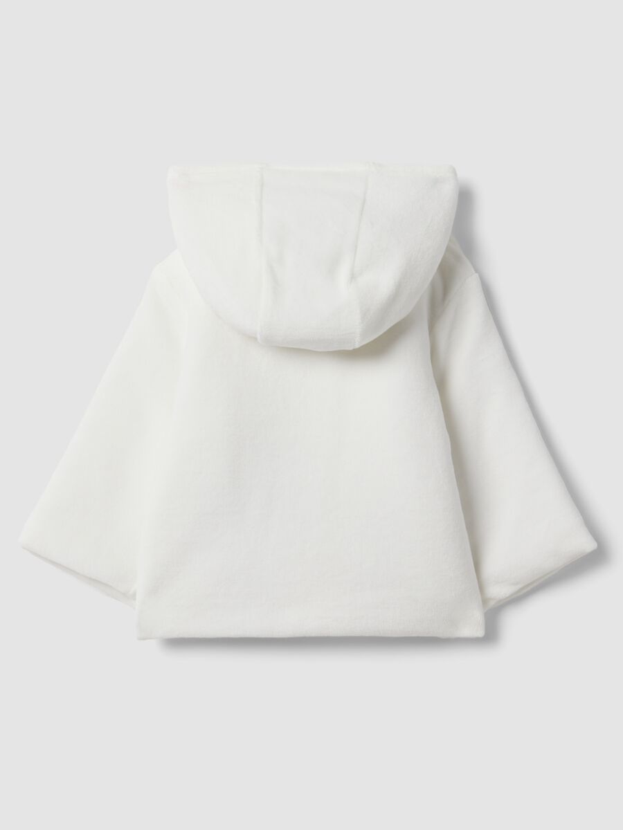 White padded jacket in organic cotton blend with Mickey embroidery for baby_1