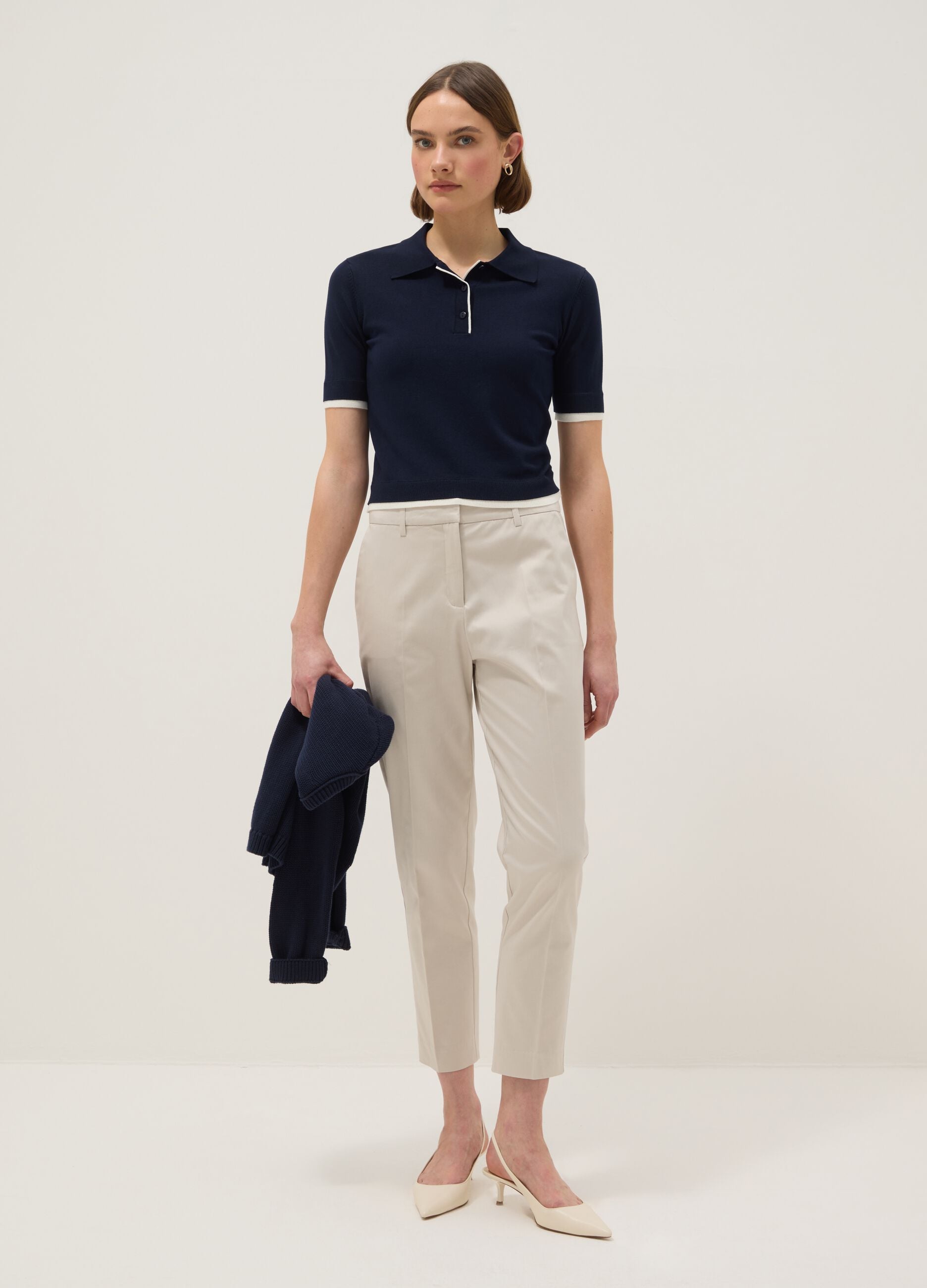 Blue regular fit viscose blend polo